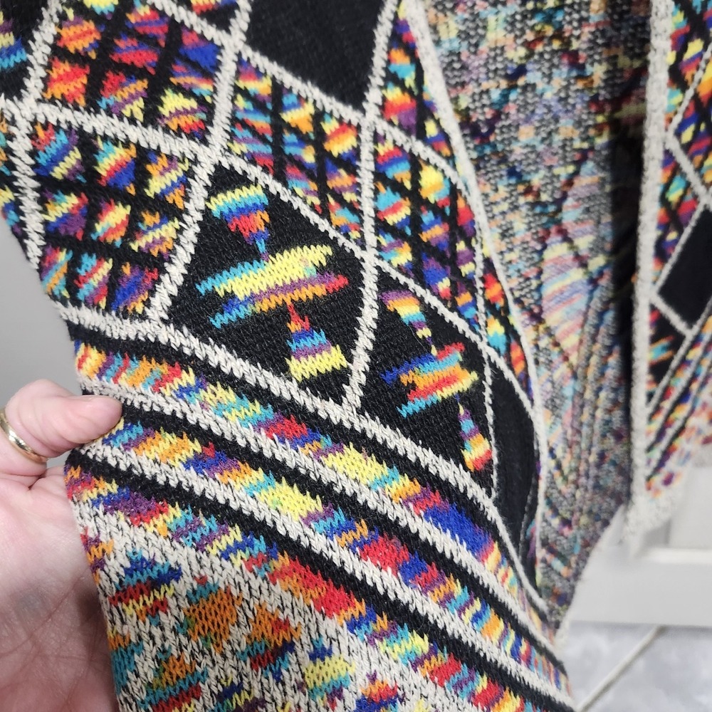 Pinklicious Hooded Cardigan Sweater M Colorful Boho Aztec Long Duster - Picture 6 of 16